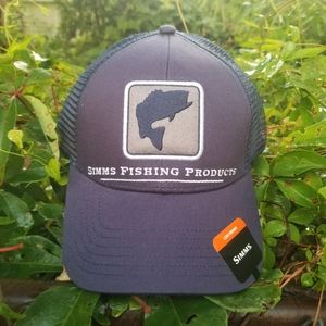 Simms Fishing  Bass Icon Trucker Cap - Admiral Steel Navy Hat  .Unisex  NEW